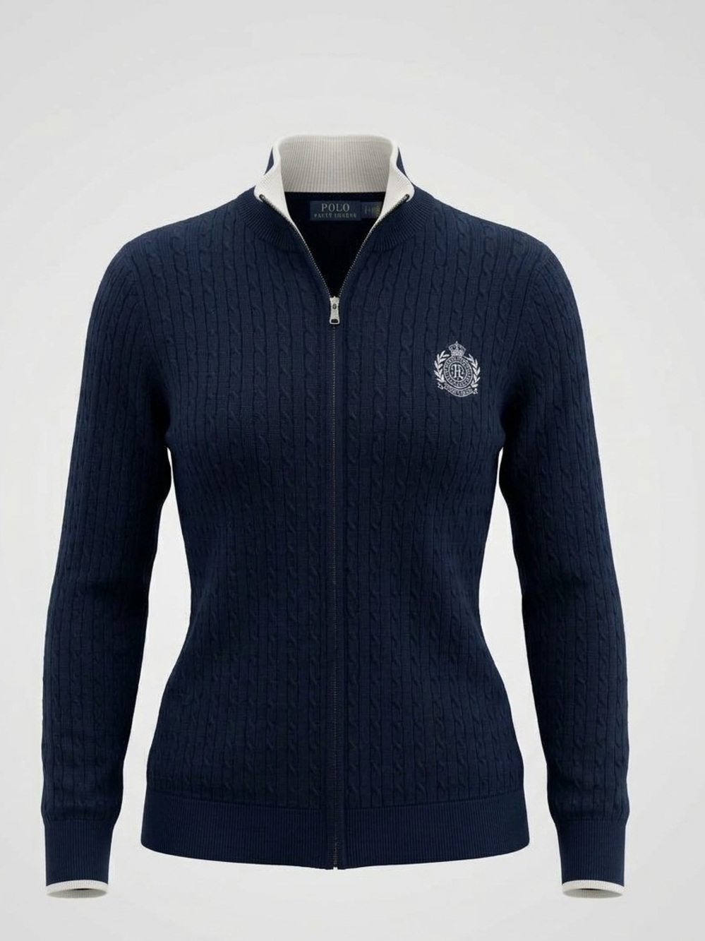 Lauren Ralph Lauren half-knit full-zip sweater embroidered heritage Preppy
